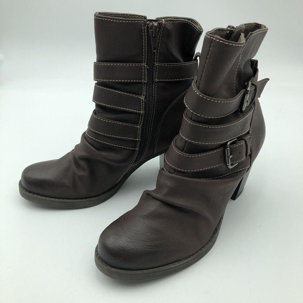 Natural Soul Naturalizer Brown Carma Heeled Zipper Buckle Ankle Boots Size 7.5M